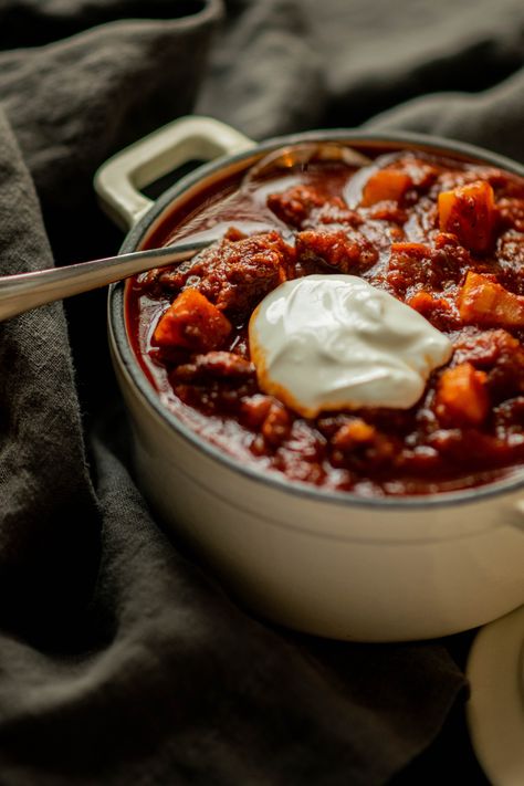 Chorizo Chili, Squash Chili, Stovetop Chili, Butternut Squash Chili, Moist Cornbread, Butternut Squash Cubes, Roasted Poblano Peppers, Kale Caesar Salad, Chili Ingredients