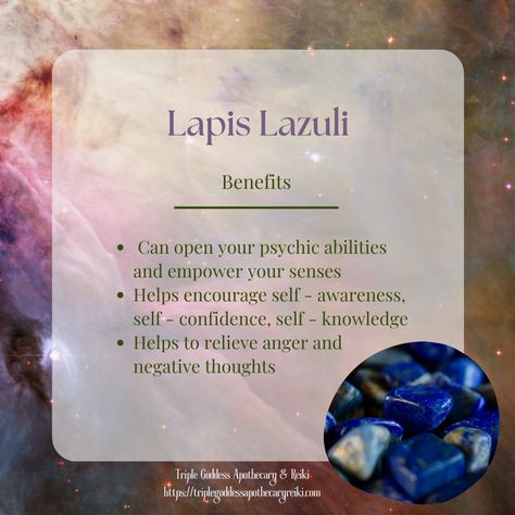 Lapis Lazuli, a prized deep blue metamorphic rock, has been used for jewelry, amulets, and pigments for centuries. The name derives from Latin and Persian words meaning stone and blue. This gemstone's beauty is associated with royalty and spirituality throughout history.  #crystals #lapislazuli  #crystalhealing Reiki Website, Lapis Lazuli Crystal Meaning, Persian Words, Words Meaning, Lapis Lazuli Crystal, Metamorphic Rocks, Triple Goddess, Amulets, Crystal Grid