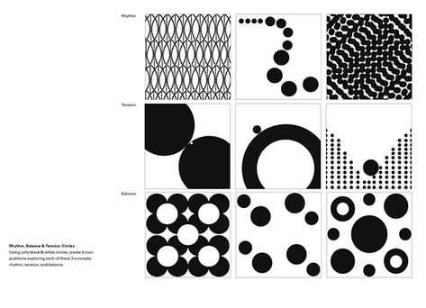 Principles Of Design Rhythm Drawing, Rhythm Drawing Ideas, Principles Of Design Rhythm, Principles Of Design Movement, Rhythm In Design, Basic Design Principles, Balance Design, Geometric Pattern Art, Geometric Design Art