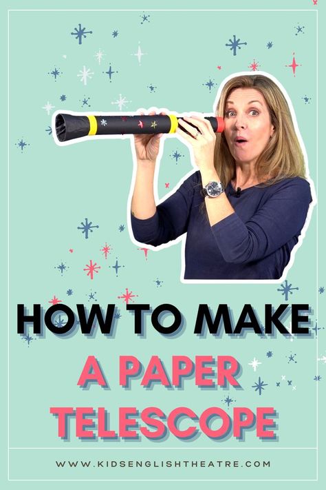 How To Make A Paper Telescope - Easy DIY Craft Ideas For Children to make in class or at home. This paper telescope makes a fun theatrical prop to accompany the interactive storybook Shark In The Park - by Nick Sharratt #kidsEnglishtheatre, #Englishforyounglearners, #eslteachertips, #artsandcrafts, #craftideaskids, #kidscrafts, #papercrafts, #storybooksforchildren, #eslstorybooks, #nicksharratt, #sharkinthepark, #storybooks, #papertelescope, #diytelescope, #cardboardtelescope, Diy Telescope How To Make, How To Make A Telescope, Diy Telescope For Kids, Telescope Craft For Kids, Paper Telescope, Stem Space Activities, Shark In The Park, Telescope Craft, Diy Telescope