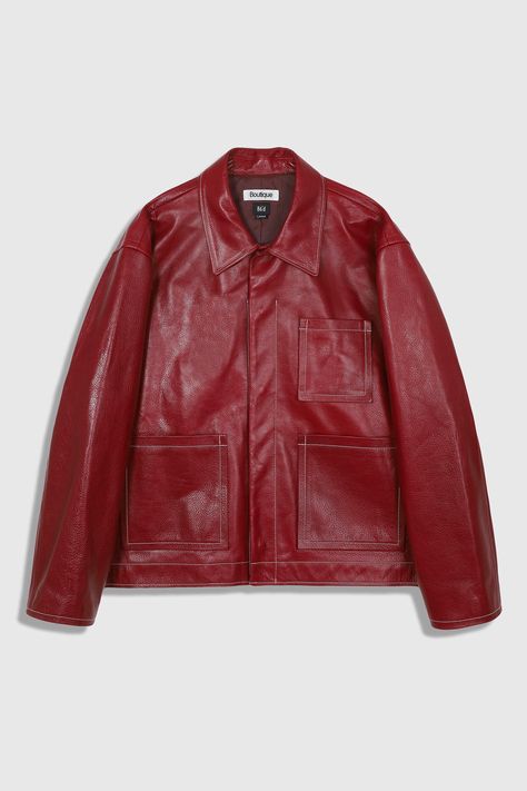 Designer fashion, Seoul-fully created | W Concept Men Kissing, Clothing Details, Viscose Rayon, Red Outfit, Animal Skin, Red Jacket, Cowhide Leather, Editorial Fashion, Red Leather