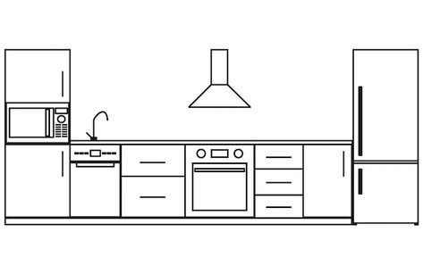 Drawing of a kitchen front in black line... | Premium Vector #Freepik #vector #line-illustration #kitchen-illustration #home-appliances #kitchen-stove Drawing Of A Kitchen, Kitchen Line Drawing, Oven Drawing, Kitchen Logo Design, Kitchen Sketch, Kitchen Vector, Kitchen Cartoon, Illustrator Tutorials Logo, Hard Drawings