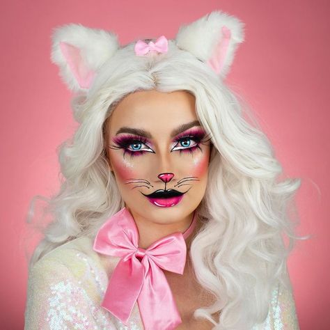 Tiffany - Glow up on Instagram: "AD| I’m quite the little lady as 🐾 Marie from the aristocrats 🐱 I’ve partnered with @Disneyuk to show you this puurrrfect look! #disneyclassics #mariearistocats #aristocats #disney #disneymakeup" The Aristocrats, Bunny Makeup, Pumpkin Carving Contest, Marie Aristocats, Disney Makeup, Scary Makeup, Acrylic Nails Coffin Pink, Acrylic Nails Coffin, Halloween Looks