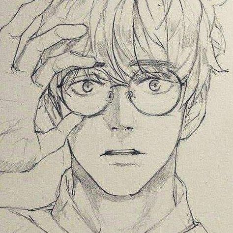 Characters With Glasses Drawing, Drawing Of Guy With Glasses, Face With Glasses Reference, Nerdy Guys With Glasses Drawing, Nerdy Boy Drawing, Nerdy Drawings, Manga Boy With Glasses, Drawing Glasses On Face, Guy With Glasses Drawing