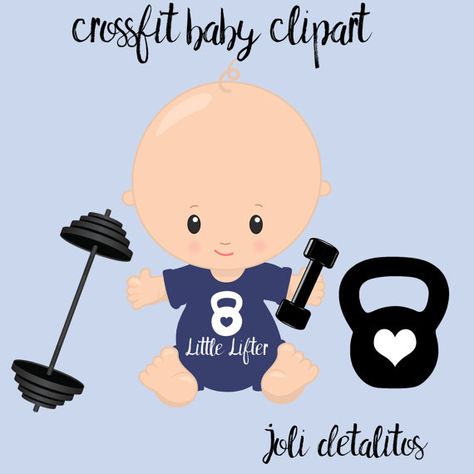 crossfit baby clipart by JoliDetallitos on Etsy Weights Illustration, Bolo Crossfit, Crossfit Baby, Baby Shower Checklist, Fancy Writing, Hand Weights, Baby Cookies, Baby Cross, Shower Bebe