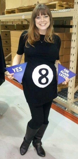 <b>Not really.</b> But props to these ladies for these great ideas! 8 Ball Costume, Pregnant Costumes, Maternity Costumes, Magic Eight Ball, Ball Costume, Pregnancy Costumes, Pregnant Halloween Costumes, Eight Ball, Diy Halloween Costumes For Women