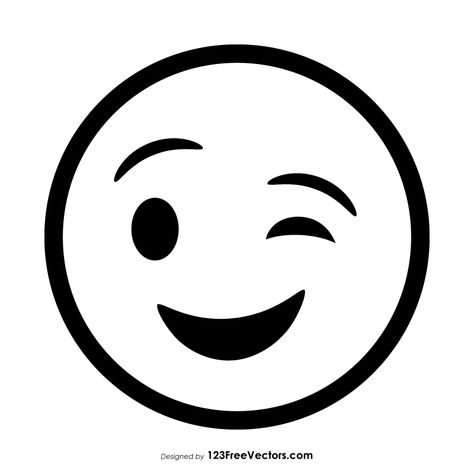 Winking Face Emoji Outline - https://www.123freevectors.com/winking-face-emoji-outline-85227/ Emoji Silhouette, Smiley Face Stencil, Smiley Face Outline, Chat Cute, Smiley Face Silhouette, Wink Emoji, Winking Face Emoji, Emoji Svg, Emoji Coloring Pages