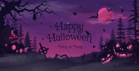 Party Invitation Background, Scentsy Banner, Black And Purple Wallpaper, Character Pumpkins, Scary Characters, Happy Halloween Banner, Invitation Background, Halloween Banner, Halloween Illustration