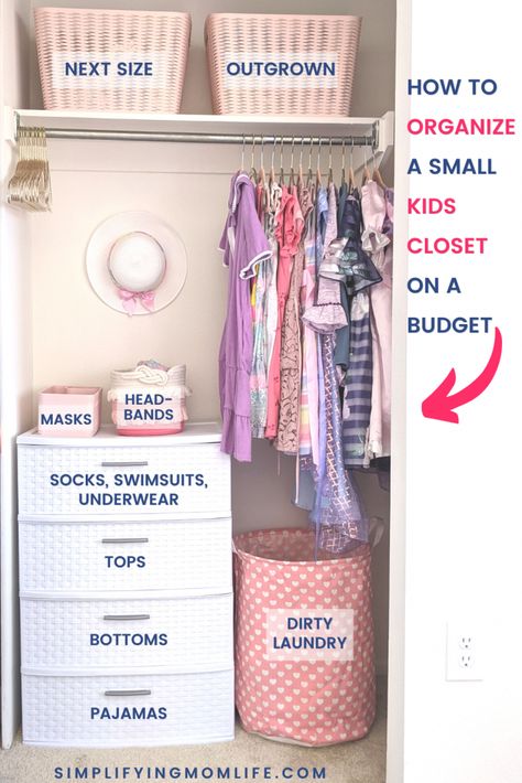 Kid Room Organization Ideas, Little Kids Room Design Girls Bedroom Ideas, Small Closet Kids Organization, Kids Closet With Dresser Inside, Kids Room Closet Organization, Children Closet Organization, Organization For Toddler Room, Toddler Girl Room Organization Ideas, Small Closet Organization Ideas Kids