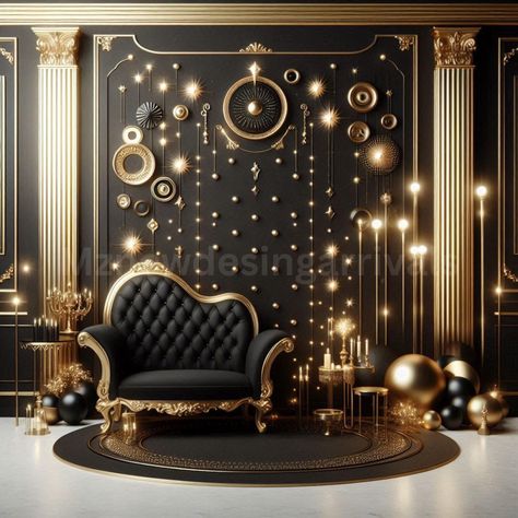 Black And Gold Party Decorations Classy, Background For Birthday, Black And Gold Party Decorations, Elegant Backdrop, Professional Photography Studio, Digital Photography Backdrops, Backdrop Birthday, Modern Background, Gold Backdrop