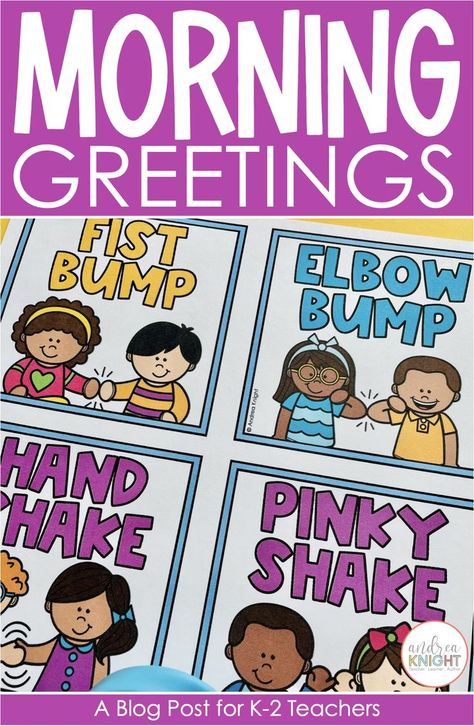 Let your students choose how they want to greet you each morning... with a fist bump? Maybe a funny face? Maybe a high five or a simple wave. This resource includes 15 colorful visuals showing children a variety of fun ways they can greet you and their peers throughout the school day. There are non-contact, non-verbal choices for kids who have more introverted personalities, and interactive greetings for kids who are feeling more extroverted. B&W versions are also included... come see more! Morning Greetings For Classroom Free, Classroom Greeting Choices Free, Door Greetings For Classroom, Teacher Greetings At The Door, Morning Greeting Choices Free Printable, Morning Greetings For Classroom Free Printable, Classroom Greeting Choices, Morning Greetings For Classroom, Classroom Greetings