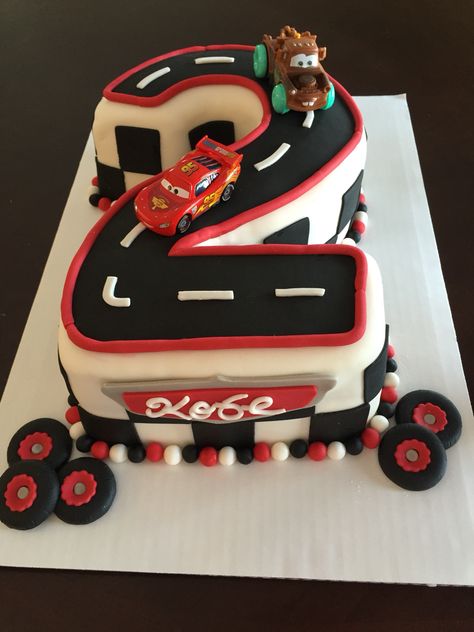 Cars Cake 2nd Birthday, Cars Cake No Fondant, Red Car Birthday Cake, Disney Cars 2nd Birthday Cake, Cars Movie Theme Cake, Disney Cars Birthday Cake Ideas, Car Cakes Design, Cars Disney Birthday Cake, Cars 2 Birthday Cake