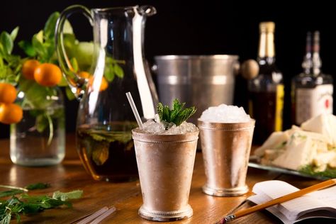 Kentucky Mint Julep by the Pitcher Recipe Mint Julep Recipe Pitcher, Kentucky Derby Drinks, Infused Simple Syrup, Mint Julip, Kentucky Derby Mint Julep, Mint Simple Syrup, Kentucky Bourbon, Mint Sprig, Kentucky Derby Party