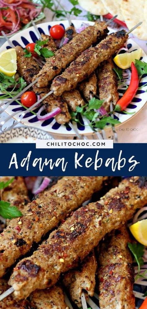 Turkish Adana Kebab, Turkish Lamb Kebab Recipes, Ground Turkey Kebab Recipes, Turkish Kebabs Recipe, Minced Lamb Recipes Ground Meat, Ground Lamb Kabobs, Turkish Lamb Recipes, Turkish Kofta, Adana Kebab Recipe