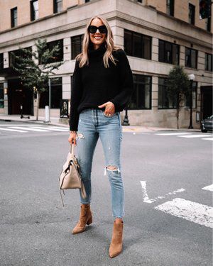 Check out this look I found on LIKEtoKNOW.it http://liketk.it/2ZQWT Download the LIKEtoKNOW.it app to see! Creme Turtleneck Outfit, Fall Winter Date Night Outfits, Light Brown Suede Boots Outfit, 73 Degree Weather Outfit Spring, Light Color Denim Jeans Outfit, Outfits To Wear In Nashville Winter, Casual Dinner Fall Outfit, The Loft Outfits 2023, Feminine Neutral Outfits