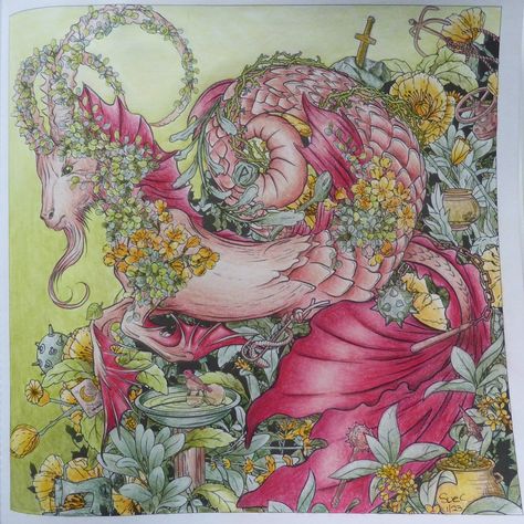 Mythographic Animals, Joseph Catimbang, Faber Castell Polychromos, Castle Art, Adult Colouring Pages, Coloring Ideas, Mythological Creatures, Whimsical Illustration, Coloring Book Art