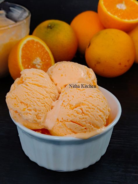 Orange Creamsicle Ice Cream Recipe, Creamsicle Ice Cream Recipe, Orange Gelato, Orange Ice Cream Recipe, Ice Cream Maker Recipe, No Egg Ice Cream Recipe, Ice Cream No Churn, Orange Ice Cream, Gelato Recipe