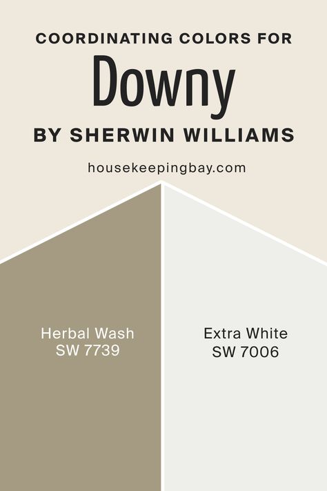 Coordinating Colors for SW Downy by Sherwin Williams Downy Sherwin Williams, Dunn Edwards Shady Cabinets, Sherwin Williams Utterly Beige, Sherwin Williams Divine White Coordinating Colors, Sherwin Williams Dyers Woad, Sherwin Williams Nurturer Palette, Worldly Gray, Beach Color Palettes, Paint Color Combos