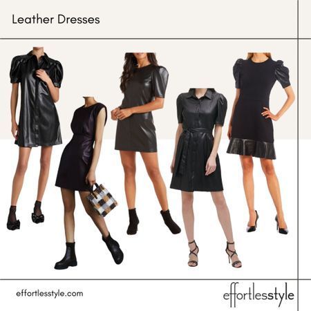 Sharing some of our favorite leather and faux leather pieces on the blog this week! 🖤 On Trend Leather Dresses | Black Leather Dress Outfit Inspo | Leather Dress Holiday Look Leather Dress Outfit Winter, Short Black Leather Dress, Faux Leather Dress Outfit, Black Leather Dress Outfit, Leather Dress Fashion, Leather Dress Outfit, Black Faux Leather Dress, New Year’s Eve Outfit, Black Leather Dress