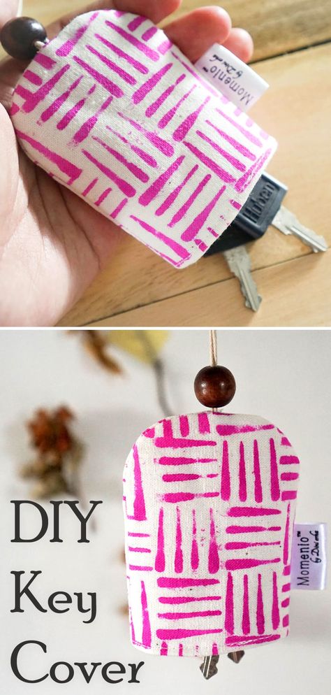 Keychain Cover Tutorial & Pattern Key Fob Pouch Pattern Free, Key Fob Coin Pouch Free Pattern, Key Cover Pattern Sewing, Fabric Keychain Diy Free Pattern, Key Fobs Diy Free Pattern, Diy Key Cover, Fabric Key Chain, Key Pouch Pattern, Cork Fabric Sewing Ideas