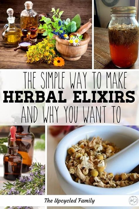 What is an herbal elixir and how do you make one? Everything you need to know to start making your own basic and beyond herbal elixirs. #herbal #remedies #medicine #forbeginners #apothecary #elixirs #medicinerecipes #benefits #healing How To Make Herbal Elixirs, Herbal Remedy Recipes, Elixers Herbal, Homemade Elixir, Elixer Recipes, Healthy Elixirs, Apothecary Recipes, Medicinal Remedies, Making Medicine