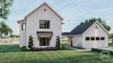 Garage With Breezeway, Advanced House Plans, Cabin Plan, Backyard Structures, Farmhouse Cabin, Cottage Designs, Coastal House, Garage Floor Plans, Farmhouse Style House Plans