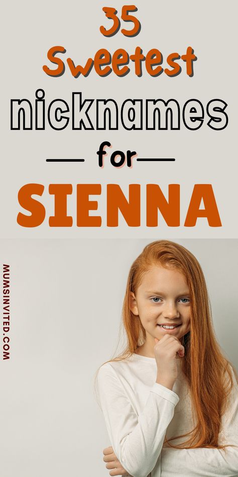 Looking for nicknames for baby girls? Here's a list of the best nicknames for Sienna. Sienna Nicknames. Girl Nicknames. Baby Girl Nicknames. Nicknames For Sienna. Baby Sienna. Sienna. nicknames for girls. cute girls names. unique girls names. Cute Girls Names Unique, Nicknames For Sisters Cute, Sienna Name Meaning, Sunshine Nickname, Nicknames For Sophia, Cute Girls Names, Nicknames For Baby, Nick Name For Girl, Sienna Name