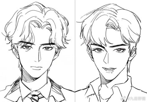 Men Drawing Hairstyles, Male Hairstyles Drawing Step By Step, Guys Hair Reference Drawing, Male Hair Drawing Front View, Male Hairstyles Reference Drawing, Male Hairstyles Drawing Front View, Guy Hair Ideas Drawing, Middle Part Drawing Male, Middle Part Anime Hair