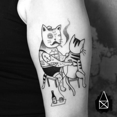 Katya Krasnova, Petit Tattoo, Literary Tattoos, Tattoo Aesthetic, Handpoke Tattoo, Cat Tattoo Designs, Modern Tattoos, Funny Tattoos, Grey Tattoo