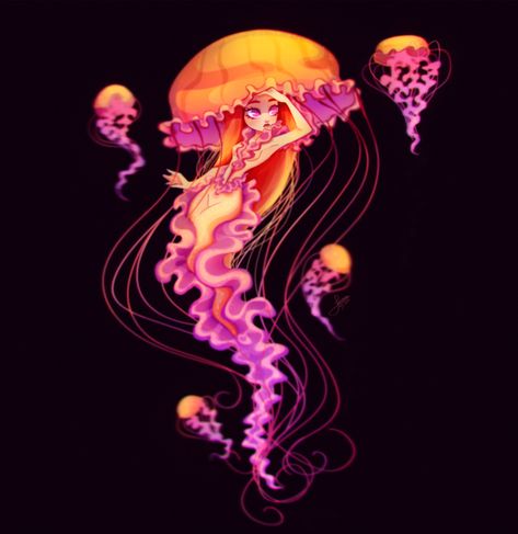 Jellyfish by Jessibrasilart on @DeviantArt Svtfoe Oc, Jellyfish Facts, Jellyfish Illustration, Jellyfish Photography, Jellyfish Decorations, Jellyfish Painting, Jellyfish Drawing, Jellyfish Craft, Mermaid Artwork