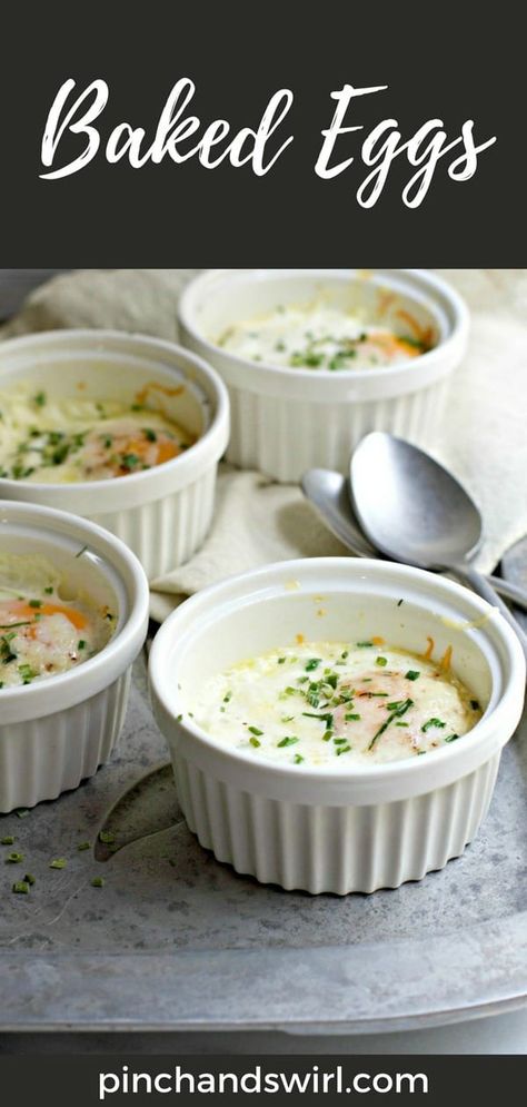 French Style Baked Eggs, Ramekin Baked Eggs, Baked Egg Ramekin, Baked Eggs Ramekin, Egg Ramekins Breakfast, Breakfast At Tiffany’s Brunch Ideas, Ramekin Breakfast Recipes, French Eggs Baked, Breakfast Ramekins