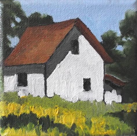 This is an Art Specific and Friendly DPW Auction. House Painting Drawing, Easy Building Painting, Easy House Painting On Canvas, Painting Of House Acrylic, Landscape House Painting, Mini House Painting, Landscape Ideas Acrylic Painting, Painting Of A House Acrylic, Miniature Paintings Ideas