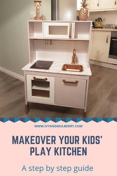 Ikea Duktig Makeover, Duktig Makeover, Ikea Kids Kitchen, Ikea Play, Ikea Play Kitchen, Ikea Duktig, Cheap Kitchen Cabinets, Play Kitchens, Easy Ikea Hack