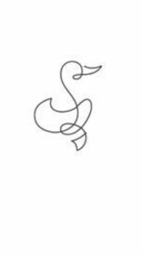 One Line Duck Tattoo, Ducks In Love Drawing, Duck Tattoos Cute, Duck Line Drawing, Duckie Tattoo, Little Duck Tattoo, Duckling Tattoo, Ducky Tattoo, Duck Tattoo Ideas