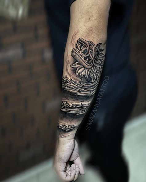 Aztec Quetzalcoatl Tattoo, Filling Tattoos, Tattoo Rhino, Kukulkan Tattoo, Pa Tattoo, Simple Unique Tattoos, Quetzalcoatl Tattoo, Aztec Tattoos Sleeve, Simple Forearm Tattoos