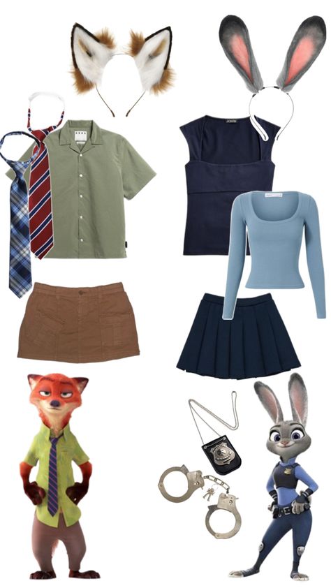 Zootopia costume Judy hoops bunny police and nick fox Decades Day Inspo Spirit Week, Judy Hoops And Nick Wilde Couple Costume, Just Hops And Nick Wilde Costume, Bunny Cop Zootopia Costume, Fox From Zootopia Costume, Couple Halloween Costumes Nick And Judy, Pretty Duo Halloween Costumes, Just Hopps Costume, Zootopia Bunny Costume