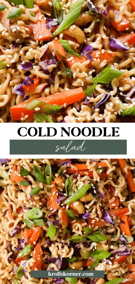 Asian Noodle Salad Recipes Cold, Peanut Noodle Salad, Cold Noodle Salad, Cabin Decorations, Salad With Peanut Dressing, Soba Salad, Noodle Salad Cold, Pasta Ideas, Cold Soba