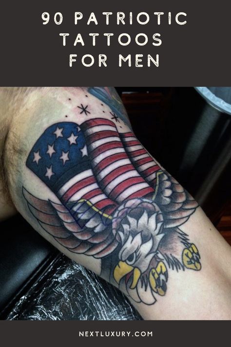 American History Tattoo Ideas, Men’s Tattoos For Arms, Patriotic Tattoos Sleeve, Patriotic Sleeve Tattoos For Guys, Patriotic Tattoos For Men, Patriotic Tattoo Ideas, Flag Tattoos For Men, We The People Tattoo, American Flag Forearm Tattoo