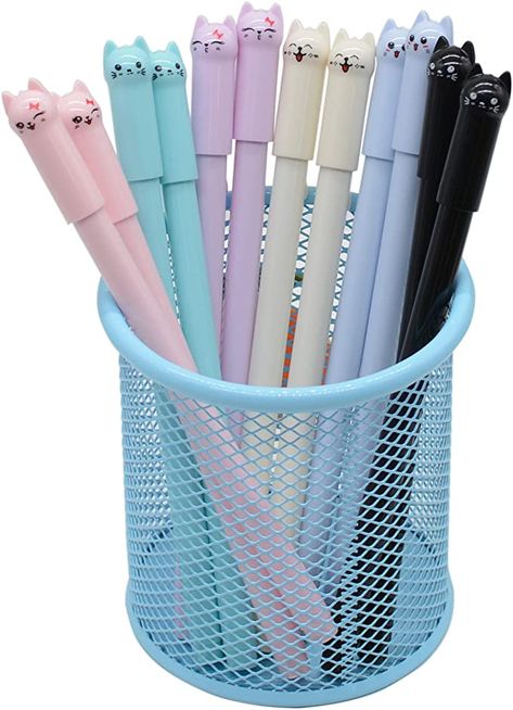 Cat Pen, Cute Stationary School Supplies, Cute School Stationary, Stationary Items, Flower Pens, Kawaii School Supplies, Kawaii Pens, Gel Set, Stationary School