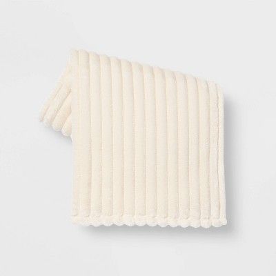 Ribbed Plush Throw Blanket White - Room Essentials™ : Target Preppy Blanket, Throw Blanket White, Dark Green Rooms, Cream Throw Blanket, Cream Throw, White Throw Blanket, Sensory Friendly, Plush Throw Blanket, Cute Blankets