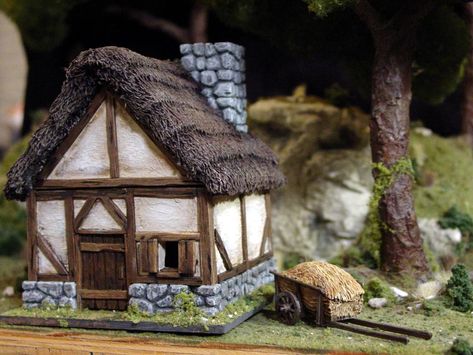 Peasant House Thumbnail 1300s Peasant House, Medieval Peasant House, German Cottage, Medieval Cottage, Wargames Terrain, Medieval Peasant, German Town, Castle Illustration, Farm Village