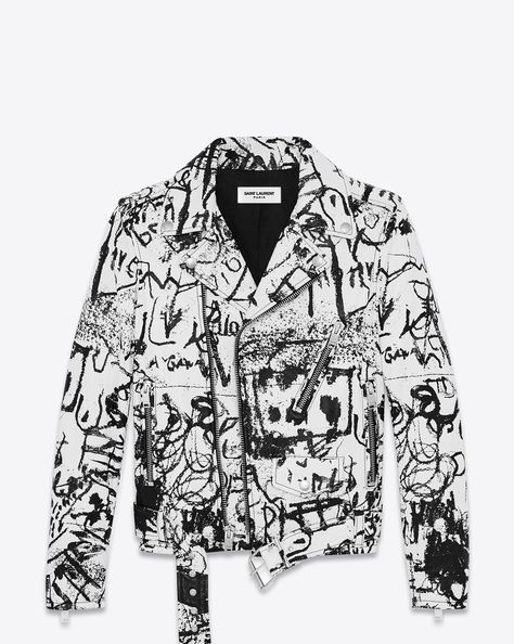 https://www.lyst.com/clothing/saint-laurent-special-project-classic-motorcycle-jacket-in-white-and-black-washed-leather/ White Cropped Jacket, Painted Leather Jacket, Cropped Biker Jacket, Cropped Moto Jacket, White Leather Jacket, Painted Jacket, Classic Motorcycle, Cropped Leather Jacket, Real Leather Jacket