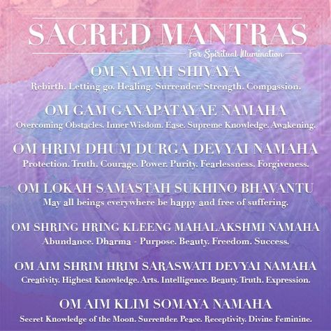 Sacred Mantras for Spiritual Illumination | www.bindiyoga.ca Vedic Mantras Sanskrit, Spiritual Desk, Mantras For Meditation, Meditation Mantras Sanskrit, Transcendental Meditation Mantra, Meditation Mantras Affirmations, Om Gam Ganapataye Namaha, Sound Vibration, Sanskrit Language