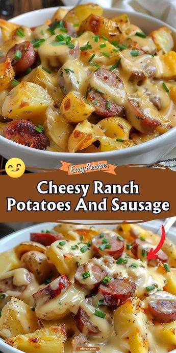 Dive into the hearty and flavorful world of Cheesy Ranch Potatoes and Sausage! This crockpot wonder combines smoked sausage with colorful bell peppers, creamy cheese, and a hint of ranch, creating a comforting dish that's perfect for any family dinner. It’s easy, delicious, and sure to be a hit! #CrockpotRecipes #CheesyGoodness #FamilyDinnerIdeas Potatoes And Smoked Sausage, Sausage Crockpot Recipes, Potatoes And Sausage, Kielbasa And Potatoes, Cheesy Ranch Potatoes, Sausage Crockpot, Sausage Ingredients, Cheesy Ranch, Smoked Sausage Recipes