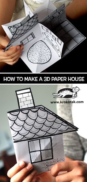 How to Make a 3D Paper House Pop Up House Template Free Printable, 3d Paper Houses, Children Activities, Paper House, Paper Houses, Childrens Crafts, Paper Toys, Craft Activities For Kids, 3d Paper