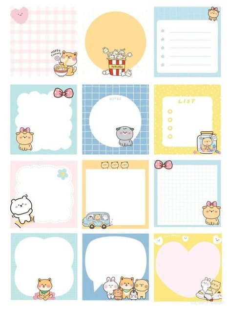 Memo Pad Design Kawaii, Diy Memo Pad, Cute Sticky Notes Printable, Kawaii Korean Stickers Printable, Memo Pad Template, Memo Pad Printable, Diy Note Pad, Memo Pad Design, Note Pad Design