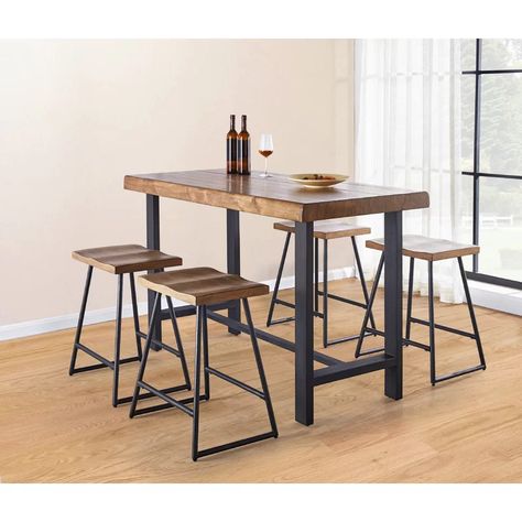 Gracie Oaks Melik Counter Height Dining Table | Wayfair Steve Silver Furniture, Black Counter Stools, Metal Counter Stools, Metal Base Dining Table, Counter Stools Backless, Counter Height Dining Table, Counter Table, Table Top Design, Counter Height Table