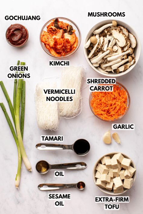 Gochujang Noodle Soup (Make-Ahead Instant Option!) - From My Bowl Gochujang Soup, Korean Tofu Stew, Meal Prep Vegan, Noodle Soups, Vegan Asian Recipes, Vegan Ramen, Spicy Korean, Vegan Asian, Korean Recipes