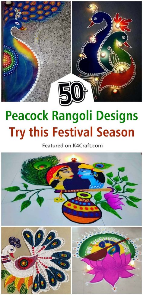 50+ Beautiful Peacock Rangoli Designs 2024 - K4 Craft Rangoli Designs Latest Peacock, Peacock Rangoli Designs Easy, Latest Rangoli Designs Creative, Rangoli Designs Creative, Rangoli Peacock, Peacock Rangoli Designs, Winning Award, Latest Rangoli Designs, Indian Festival Of Lights