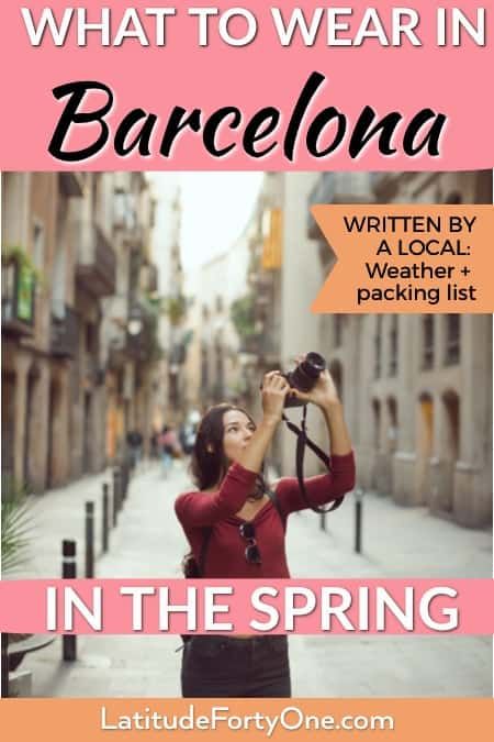 What to wear in Barcelona in the spring #barcelona #spaintravel #spring #travel #whattowear #packing #europe #eurotrip Spain Fashion Spring, Spain Outfits Spring, Barcelona Spain Outfits, What To Wear In Barcelona, Barcelona Packing List, Packing List Spring, Spain Outfit Ideas, Spain Travel Outfits, Barcelona Outfits